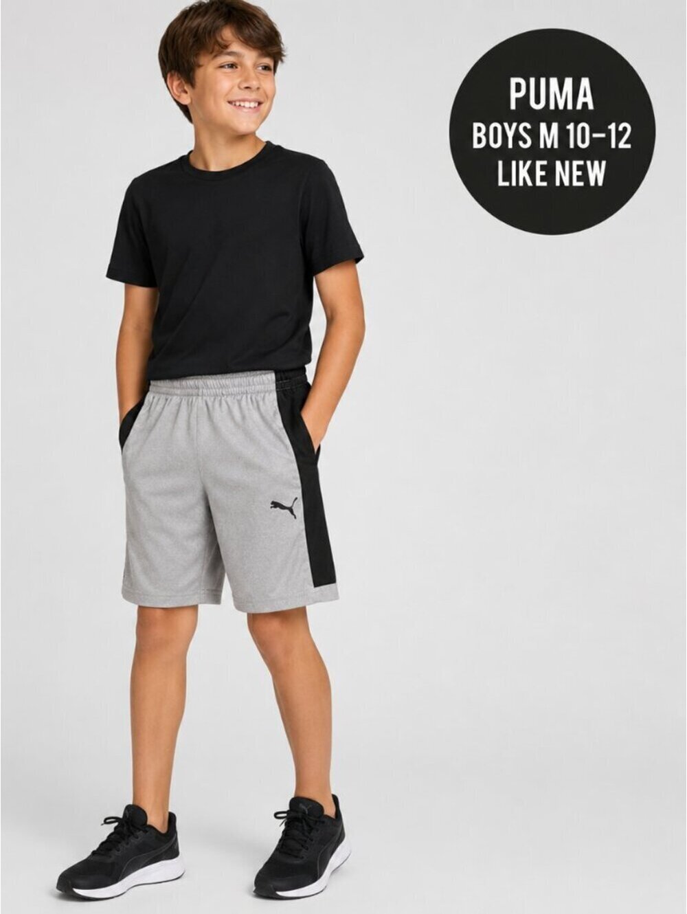 PUMA | M | Gray & Black Colorblock Shorts